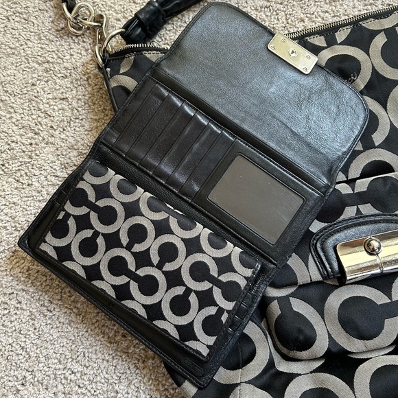 Coach Large Hobo Signature Print Handbag with Matching Wallet - Picture 3 of 9